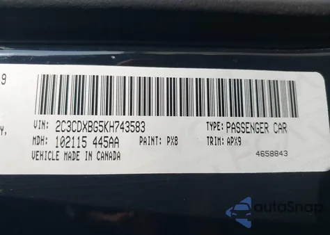 2019 Dodge Charger Sxt Rwd из США, поврежденный, VIN 2C3CDXBG5KH743583